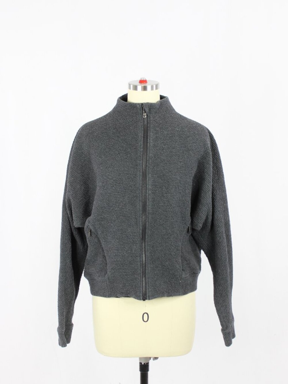 LULULEMON Easy Going Heather Black Grey Textured Dolman Track Jacket, Size 10